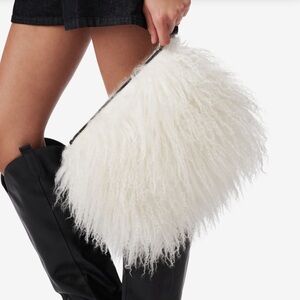 IRO - FAUX SHEEPSKIN WRISTLET CLUTCH